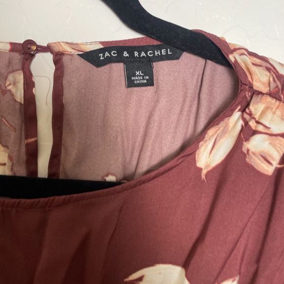 Tiered Floral Ruching Classy Hipster Hippie Artsy Long Sleeve Art Party Blouse - Picture 2 of 6